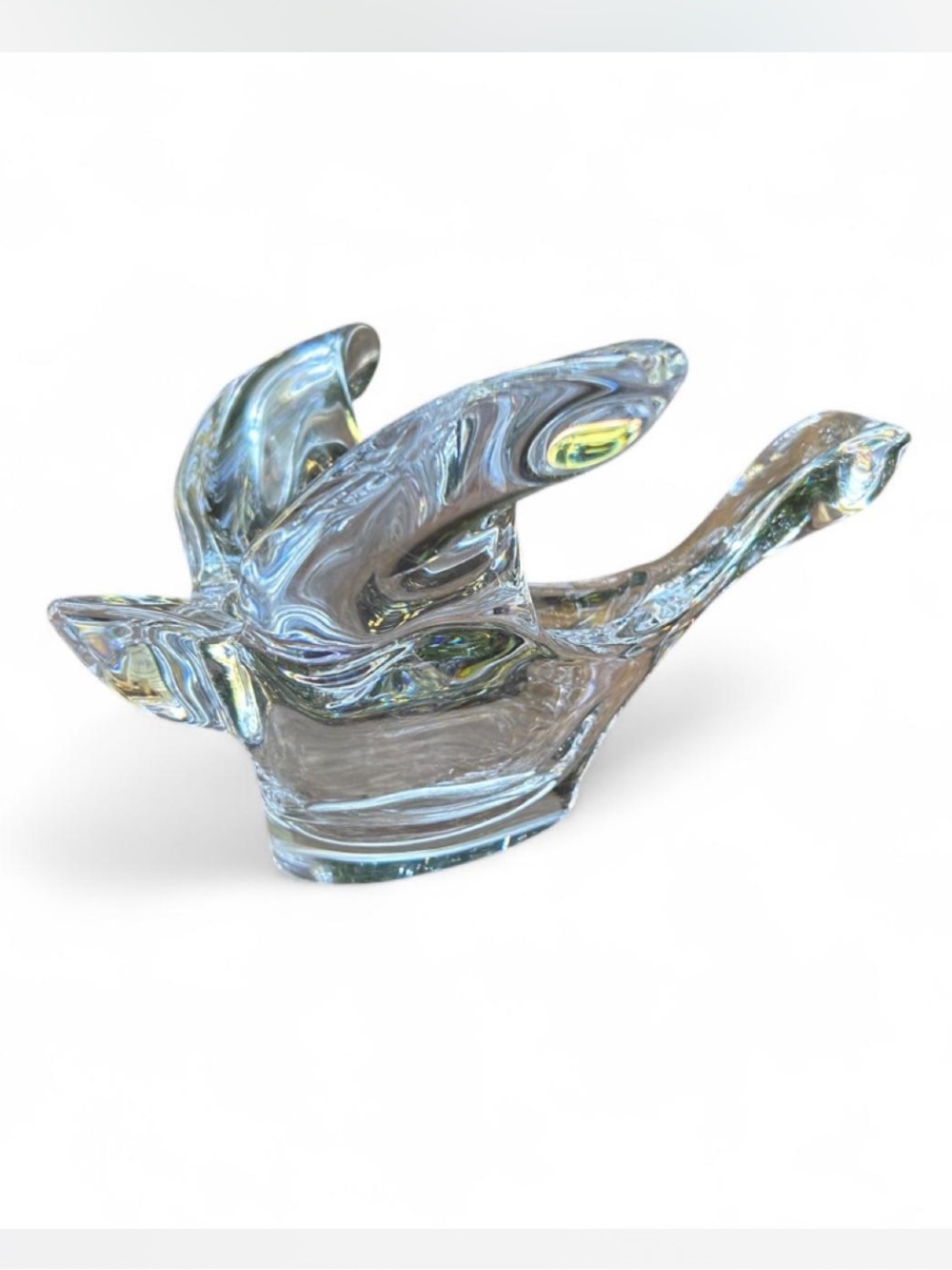 Art Glass Abstract Swirl Sculpture - Iridescent Blue
